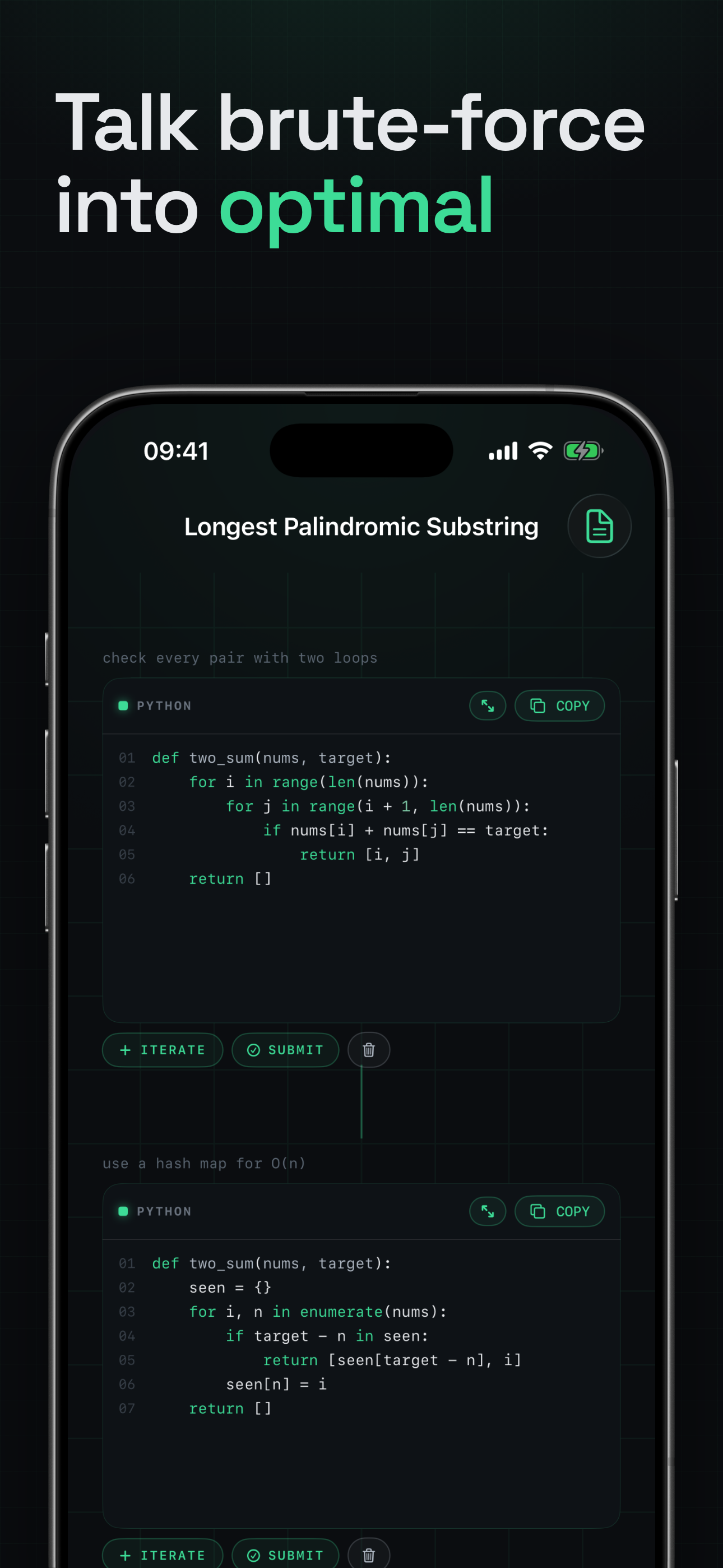 Talk brute-force into optimal — the iteration card flow